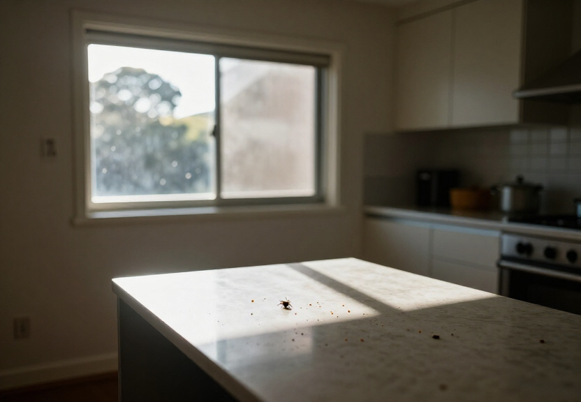Spider webs in a Narwee garage before pest control